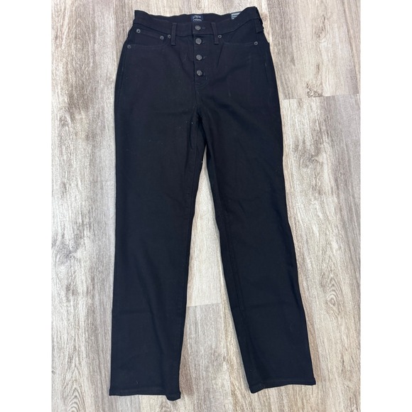 J Crew Stovepipe Signature Stretch‎ Black Button Fly Jeans Womens Size 27 - Picture 2 of 7